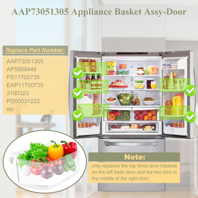 Garsoo حاوية رف الباب AAP73051305، AP5959449 متوافقة مع ثلاجات LG و Kenmore (بعض الطرازات، وليس كلها): LFCS22520S، LFC22770ST، LFC22770SW، LFC22770SB وغيرها، سلة باب بديلة PS11700735، EAP11700735 - Image 5